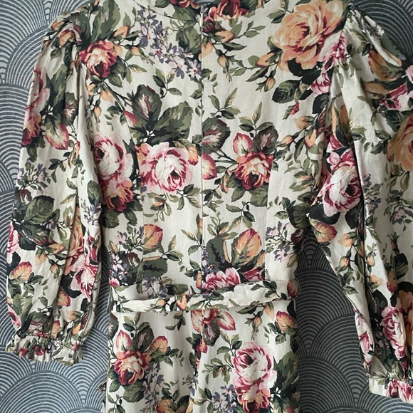 Vici Peachy/Pink Rose Floral Puff Sleeve Dress - Picture 7 of 9